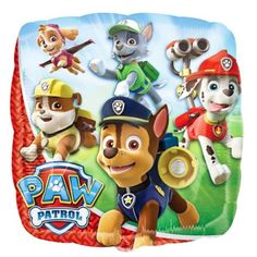 a paper plate with paw patrol characters on it