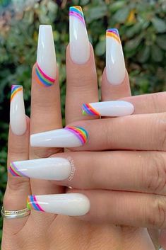 Ongles Bling Bling, Coffin Nails Designs Summer, Nails Styles, Colored Acrylic, Coffin Shape Nails, Nails 2020, Nail Swag, Summer Acrylic Nails