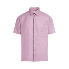 This smooth, 100% linen shirt is the ultimate structured minimal wardrobe staple. For a stylish monochromatic outfit, pair it with linen pants of the same color and leather sandals or espadrilles. 100% Linen   To ensure the longevity of your garment, please adhere to the following care instructions:  Machine wash on a delicate cycle at 30 degrees Celsius. Avoid spinning or tumble drying. When ironing, do so inside out on the linen steam setting. Ensure the garment is completely dry before storin Purple Linen Shirt, Purple Linen Shirt Men, Pink Linen Shirt Men, Beige Casual Linen T-shirt, Everyday Linen Short Sleeve T-shirt, Natural Dye Fabric, Minimal Wardrobe, Gold Shorts, Monochromatic Outfit