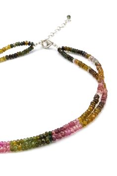 Two Strand Watermelon Tourmaline Necklace Tourmalines are given a center stage to turn on their full color show. From dark greens to yellows and pinks, tourmaline has it all. Two beautiful strands full of color are eager to transmit to you this gemstones' qualities: tourmaline attracts inspiration, compassion, tolerance and prosperity. Stones: Watermelon Tourmaline Metal: Sterling Silver Length: 14 inches + 2.5 inch extender Watermelon Tourmaline Necklace, Tourmaline Necklace, Watermelon Tourmaline, Center Stage, Color Show, Tourmaline, Dark Green, Watermelon, Gemstones