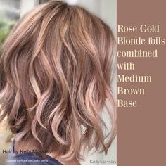 Gold Blonde Hair, Balayage Hair Rose, Rose Gold Blonde, Blonde Foils, Rose Blonde, Gold Hair Colors, Blonde Tips, Hair Color Rose Gold, Gold Blonde