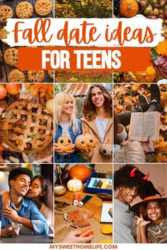 a collage of pictures with pumpkins and other things to eat for the fall