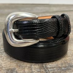 New- Never Worn. Measurements Are In The Pictures. Classic Black Belt Buckles With Silver Buckle, Black Belt Buckles With Silver Buckle For Business, Formal Fitted Black Belt Buckle, Java, Crescent, Black Silver, Belts, Silver Tone, Mens Accessories