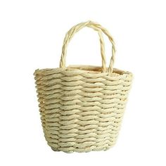 a small white basket with handles on a white background, it is empty and ready to be used for storage