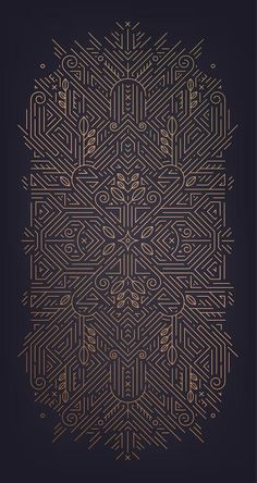 an intricate golden pattern on black background