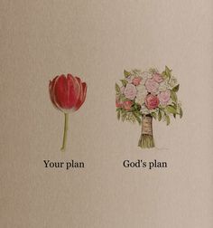 a card with flowers and the words your plan, god's plan