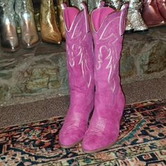 Women's Rose Pink Faux Suede Cowboy Boots New In Boutique Trendy Pink Mid-calf Boots For Winter, Trendy Pink Mid-calf Winter Boots, Pink Leather Mid-calf Boots For Winter, Trendy Pink Winter Boots, Pink Pointed Toe Winter Boots, Pink Pointed Toe Mid-calf Boots For Winter, Pink Pointed Toe Mid-calf Winter Boots, Western Style Pink Mid-calf Boots For Spring, Western Style Pink Mid-calf Boots For Winter