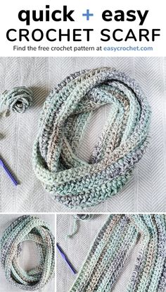 the crochet scarf is shown with instructions to make it look like they have been made