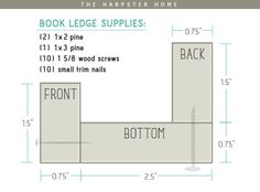 the measurements for a book ledge