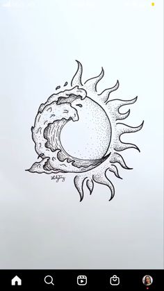 a drawing of a sun with waves coming out of it