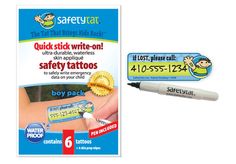 Safety Tattoos: SafetyTats are perfect for any crowded venue where a parent and child might get separated – shopping malls, airports, theme parks, water parks, school trips, stadium events, beaches and pools! #safetytattoos #safetytattoo School Trips, Water Parks, Safety First, School Trip, Shopping Malls, Theme Parks, Water Park, Theme Park