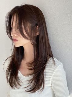 Korean Long Hair, Hair Inspiration Long, Layered Haircuts For Medium Hair, Bangs With Medium Hair, Hairstyles For Layered Hair, Haircuts For Medium Hair, Haircuts Straight Hair, Long Hair With Bangs, Long Layered Hair