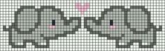 a cross stitch pattern with pink and grey squares in the shape of an elephant's eyes