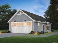 this is an artist's rendering of the garage and living quarters for these two - car garage plans