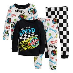 Your little one will wake up feeling refreshed wearing this toddler boy 4-piece Hot Wheels pajama tops and pajama bottoms set. Click on this KIDS APPAREL & SHOES GUIDE to find the perfect fit and more! Your little one will wake up feeling refreshed wearing this toddler boy 4-piece Hot Wheels pajama tops and pajama bottoms set. Click on this KIDS APPAREL & SHOES GUIDE to find the perfect fit and more! FEATURES 4-piece set includes: 2 tops & 2 bottoms Top: crewneck, long sleeves Bottoms: elastic w Shoes Guide, Boys Sleepwear, Girls Sleepwear, Pajama Bottoms, Pajama Top, Toddler Boys, Boy's Clothing, Snug Fit, Pajama Set