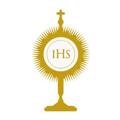 the hhs logo is shown in gold and white with a cross on top of it