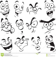 cartoon faces with different expressions and expressions stock photo - image 349874