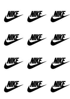 many nike logos are shown in black and white