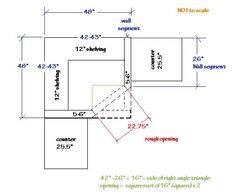 a drawing of a room with measurements for the wall and ceiling space, including two walls