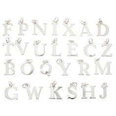 Buy the Alpha Capitals Charm Set by Bead Landing™ at Michaels. This rhodium-colored capital letter charm set is perfect for making personalized necklaces or bracelets using the first letter of your name or initials. This rhodium-colored capital letter charm set is perfect for making personalized necklaces or bracelets using the first letter of your name or initials. Display alone or combine with other eye-catching beads to complete your one-of-a-kind design. Details: Rhodium-colored 10mm x 12mm Silver Letter Beads Charms For Gifts, Silver Initials Charms For Everyday, Everyday Silver Charms With Initials, Silver Initial Pendant Charms For Everyday, Personalized Silver Charm Necklace With Letter Beads, Classic Personalized Silver Charms, Silver Charms With Initials For Everyday, Silver Sterling Silver Necklace With Letter Beads, Silver Jewelry With Letter Beads