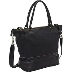 Two Tone Large Black Leather and Canvas Tote Size: One Size.  Gender: female.  Age Group: adult. Leather Weave, Large Leather Bag, Leather And Canvas, Large Leather Tote, Black Leather Tote, Leather Bag Women, Leather Weaving, Genuine Leather Bags, Satchel Purse