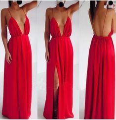 Elegant Long Dress Sexy Red Spaghetti Strap Backless Pleated Maxi Dress Cherry Print Dress, Short Beach Dresses, Short Dress White, Backless Long Dress, Boho Dresses Long, Floral Dresses Long, Backless Maxi Dresses, Chiffon Prom Dress, Long Prom Dress