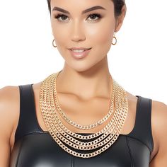 Chain Necklace Gold Curb Layered for Women Layered Necklace Set, Layered Chains, Fashion Jewelry Sets, Fish Hook Earrings, Fashion Jewelry Earrings, Chic Accessories, Layered Necklace, Silver Chain Necklace, Exquisite Jewelry