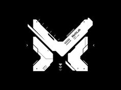 a black and white graphic design with the letter x in it's middle corner