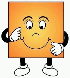 an orange square with eyes and hands on it's face, giving the thumbs up