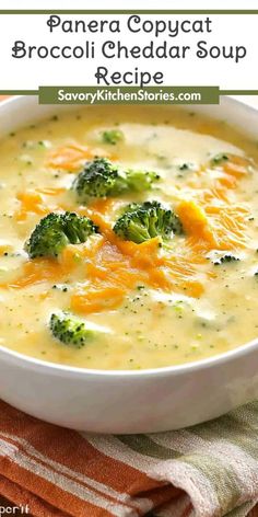 Warm up with this delightful Panera Copycat Broccoli Cheddar Soup Recipe! Made with tender broccoli and rich cheddar cheese, this soup is both delicious and easy to prepare. Perfect for a quick lunch or dinner, it's a wholesome meal that your family will love. Click for the full recipe! Broccoli Cheddar Panera Copycat, Panera’s Broccoli Cheddar Soup, Broccoli Cheese Soup Panera Copycat, Panera Broccoli Cheddar Soup Recipe, Panera Bread Broccoli Cheddar Soup Copycat Recipe, Stovetop Broccoli Cheese Soup, Copycat Cheddar Broccoli Soup Panera, Copycat Broccoli Cheese Soup, Panera Broccoli Soup