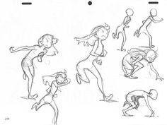 some sketches of people doing different poses