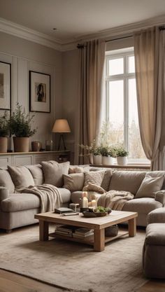 Living Room With Taupe Walls, Beige Walls Living Room Decor, Taupe Living Room Ideas, Livingrooms Design Ideas, Warm Living Room Ideas, Livingrooms Design, Beige Living Room Walls, Wood Living Room Decor, Dark Wood Living Room