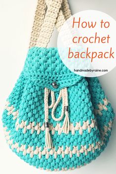 a crocheted purse with the words how to crochet back pack