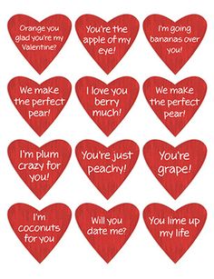 valentine's day cards with words written on them