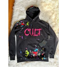 New With Tags Cult Of Individuality Sweatshirt. Size Small Offers Always Welcome And Considered! Black Cotton Hoodie With Graffiti Print, Urban Black Hoodie With Graffiti Print, Black Urban Hoodie With Graffiti Print, Casual Black Hoodie With Graffiti Print, Fitted Black Hoodie For Streetwear, Fitted Urban Hoodie For Streetwear, Edgy Fitted Cotton Hoodie, Edgy Fitted Hoodie For Streetwear, Colorful Hoodies