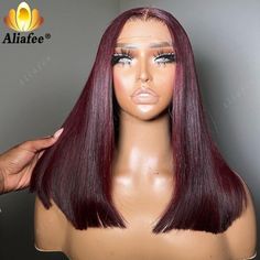 Dark Burgundy Short Bob Wig Transparent 13x4 Lace Front Human Hair Wig For Women Lace Front Bob, Bob Black, Dark Burgundy, Wig Human Hair, Short Bob Wigs, Front Lace Wigs Human Hair, Bob Wig, Hair Color Dark, Straight Human Hair