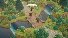 an animal crossing a bridge over a river in the game animal crossing on nintendo wii