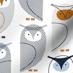 an owl pattern is shown on a white background