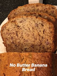 Sliced Banana Bread on Cutting Board No Butter Banana Bread, Banana Bread Without Butter, Eggless Banana Bread Recipe, Butter Banana Bread, Bread Banana, Banana Nut Bread Recipe, Nut Bread Recipe, Snow Storms