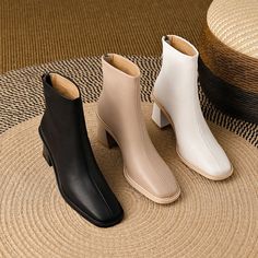 2208BSH2082926-2 Block Heel Ankle Boots, Winter 2023, Leather Items, Heeled Ankle Boots, Boot Shoes Women, Chelsea Boots, Heeled Boots, Block Heels, Rubber Sole