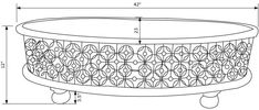 a drawing of a bathtub with an intricate design on the front and back sides