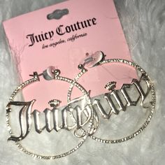 Gorgeous Juicy Couture Large Crystal Hoop Earrings These Are Stunning Reads Juicy And Sparkles With Baby Crystals So Cute For Yours Yourself Or Gift To S Special Friend I Haven’t Seen Many Of These Around I Love These Juicy Couture Clothes, Oc Board, Juicy Couture Jewelry, Jewelry Accessories Ideas, Crystal Hoop Earrings, Military Base, Pink Girly Things, Large Crystal, Looks Black