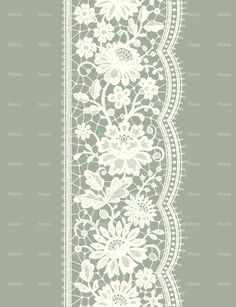 a white lace border with flowers on a gray background