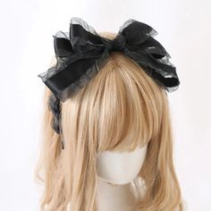 12 Color Options Ruffled Lace Big Bow KC Light Coquette, Agejo Gyaru, Dreamy Gowns, Dark Coquette, Gothic Hairstyles, Gyaru Fashion, Y2k Outfits, Lace Hair, Big Bows