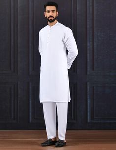 J. Junaid Jamshed original with tag men's semi-formal Kurta/pajama.  Ready to ship in size smart fit small.  Color: white  Fabric: viscose White Classic Kurta For Formal Occasions, Classic White Formal Kurta, Traditional White Suits For Eid, Formal White Dabka Sets, White Cotton Pants For Eid, Classic White Long Sleeve Kurta, Festive White Cotton Pants, Classic White Sets For Eid, White Pants For Eid