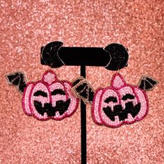 If you are a fellow ghoul who loves the spooky lifestyle, these earrings are sure to let everyone know. They are super festive and comfortably lightweight! The front is fully beaded. The backing is a lightweight felt. 1.5" x 2.5"Lead and Nickel CompliantMade in India Beaded Earrings For Halloween Party, Halloween Party Beaded Earrings, Spooky Lifestyle, Spring Treats, Beads Craft Jewelry, Fall Camping, Gold Dipped, Earring Sale, Boss Babe