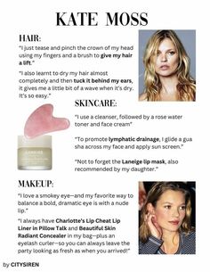 Kate Moss Workout Routine, Model Beauty Tips, Kate Moss Hair, Vie Motivation