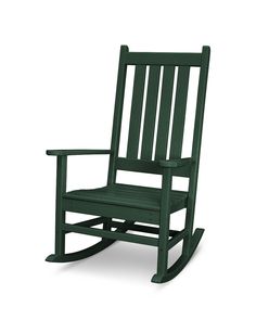 a green wooden rocking chair on an isolated white background with clipping path to the right