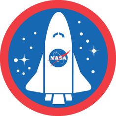 an image of a space shuttle with the nasa logo on it's side and stars in the background