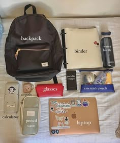 Pack Bag Aesthetic, Study Bag College, Things In Your Bag, Bag Pack For College, School Bag Astethic, Back Packing Aesthetic For School, Aesthetic Backpack Organization, Bag Pack School Aesthetic, What To Put In Your Jansport Backpack